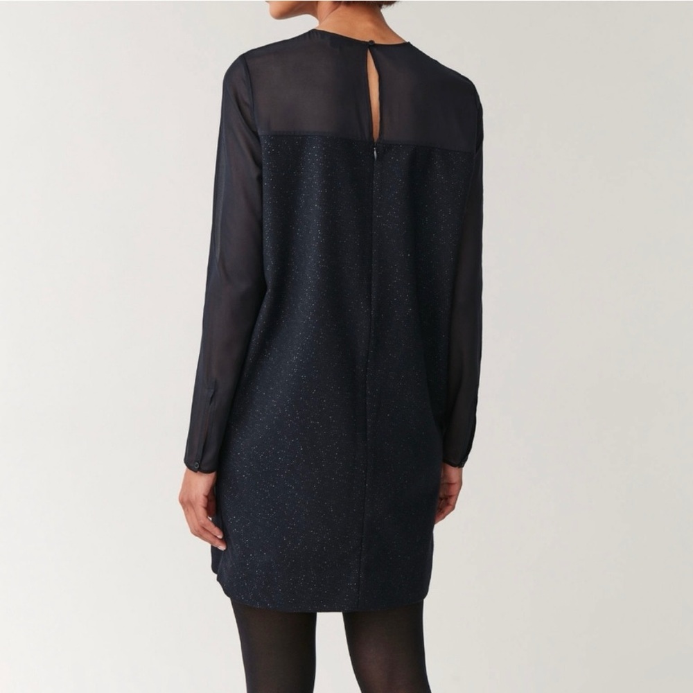 COS Black Long Sleeve Dress with Sheer Detail - Picture 5 of 13